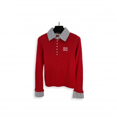 MIU MIU KNITTED LONG-SLEEVED TOP 